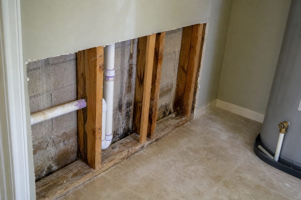 Removal of compromised drywall photo